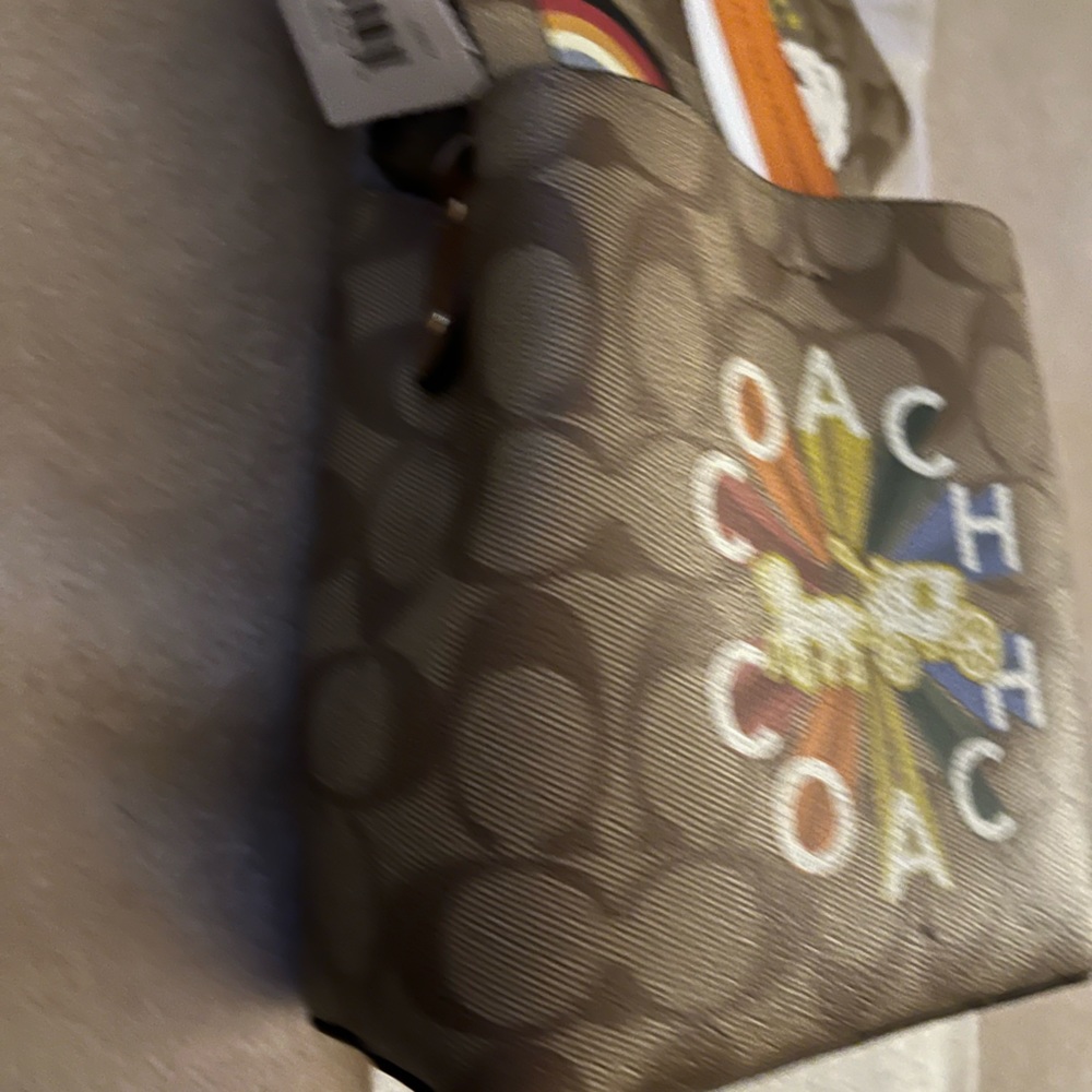 NWT! Coach Signature Rainbow Mini bucket bag 3 set - Picture 3 of 14